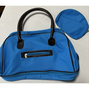 Blue 2 PC Smal Travel Duffel Expandable Gym‎ Bag Retro Vtg Lightweight Packable